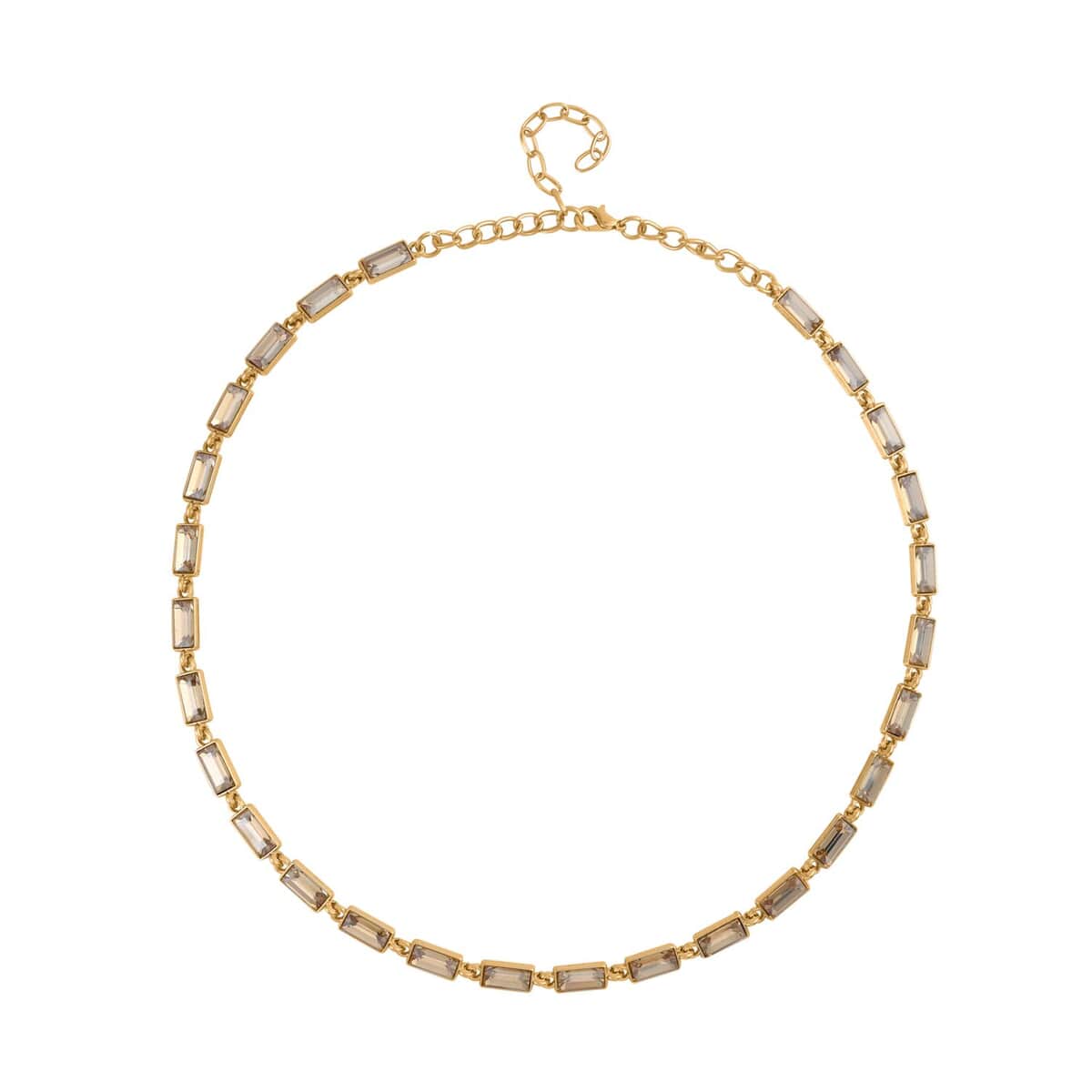 Champagne Color Glass Tennis Necklace (20-22 Inches) in Goldtone image number 0