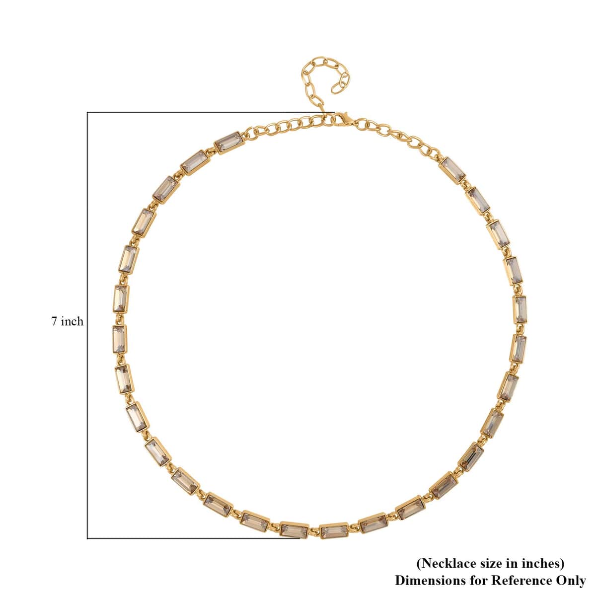 Champagne Color Glass Tennis Necklace (20-22 Inches) in Goldtone image number 2