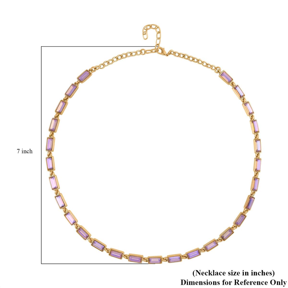 Purple Magic Color Glass Tennis Necklace 20-22 Inches in Goldtone image number 2