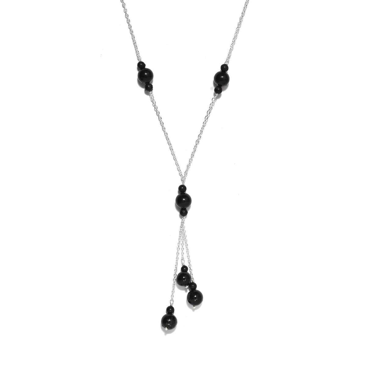 Shungite Beaded Necklace 18 Inches in Sterling Silver 21.25 ctw image number 0