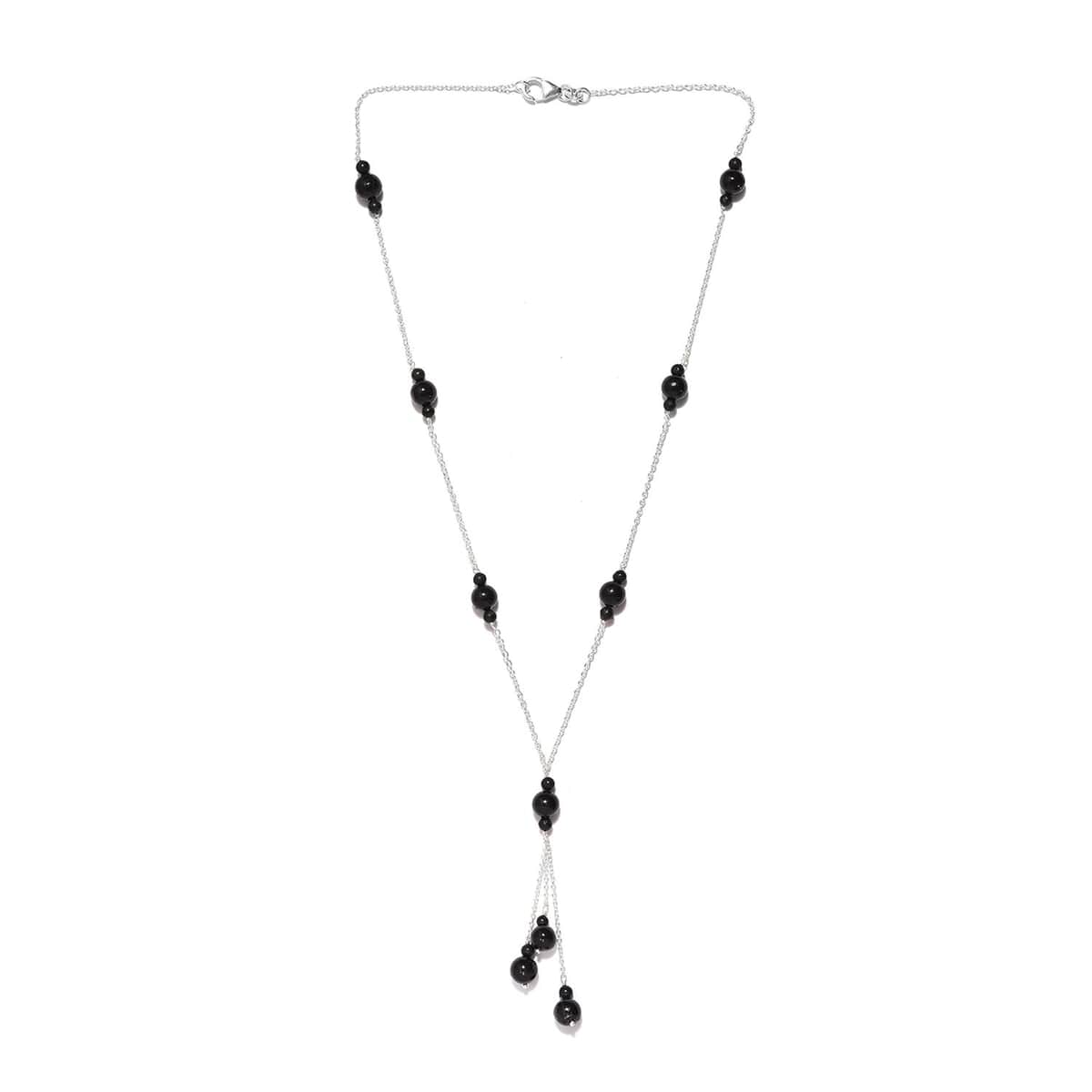 Shungite Beaded Necklace 18 Inches in Sterling Silver 21.25 ctw image number 3