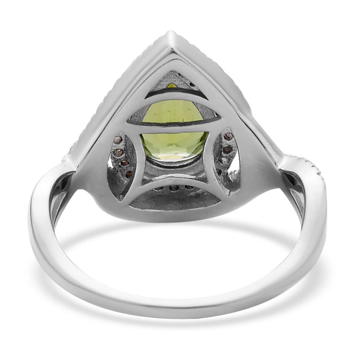 Peridot and White Zircon Infinity Shank Ring in Rhodium Over Sterling Silver (Size 7.0) 2.50 ctw image number 3