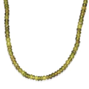Italian Natural Vesuvianite Beaded Necklace 20 Inches in Sterling Silver 100.00 ctw