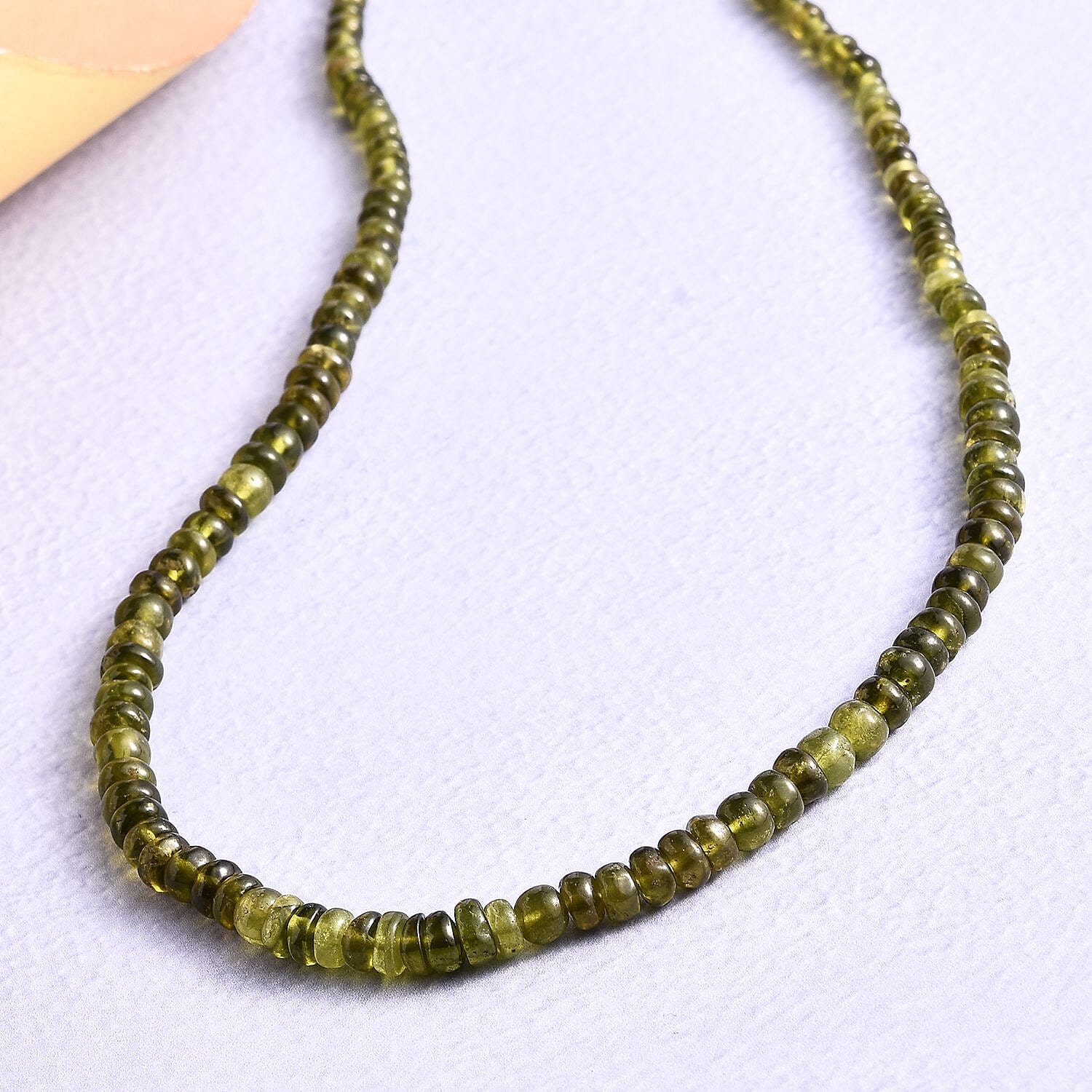 Italian Natural Vesuvianite Beaded Necklace 20 Inches in Sterling Silver 100.00 ctw