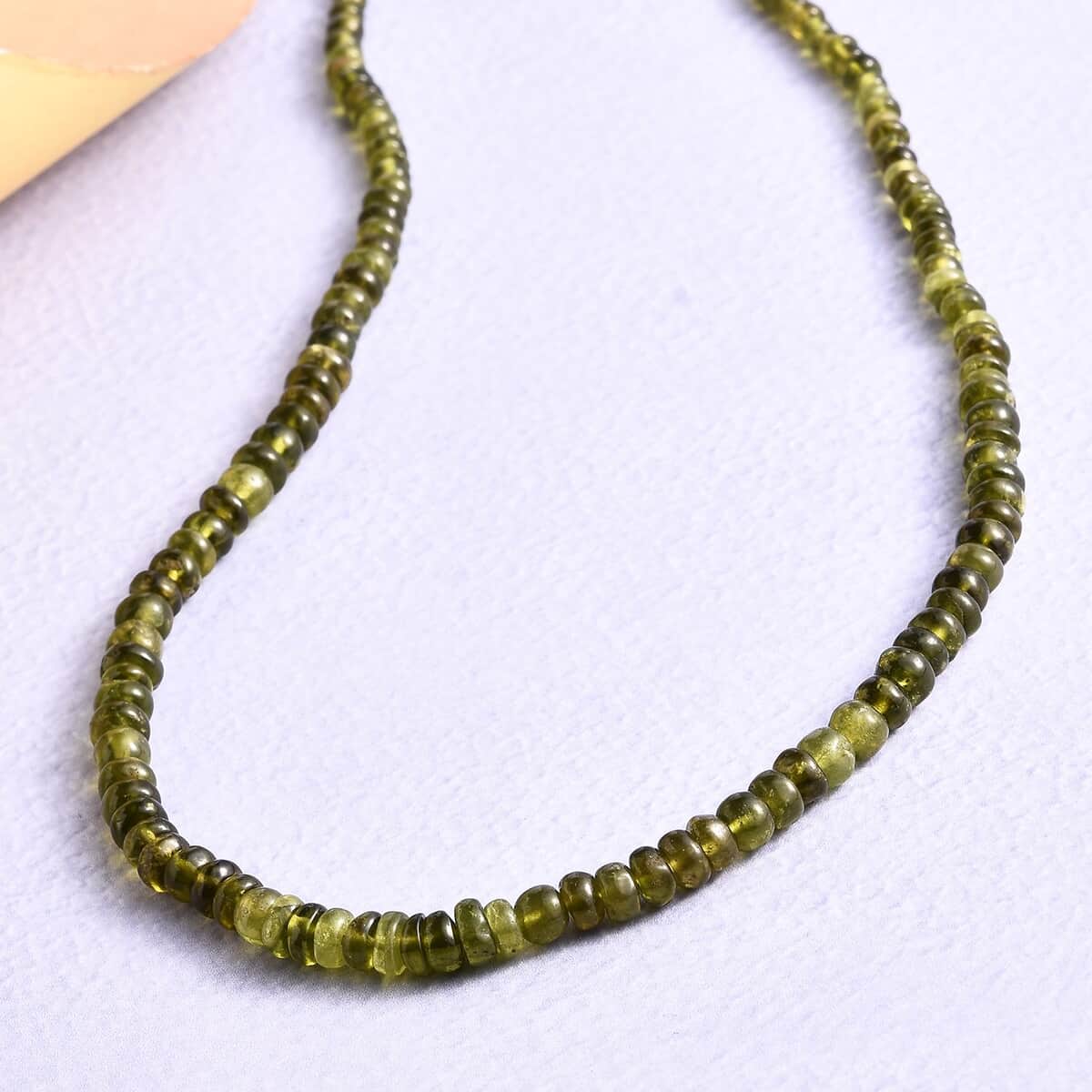 Italian Natural Vesuvianite Beaded Necklace 20 Inches in Sterling Silver 100.00 ctw image number 1