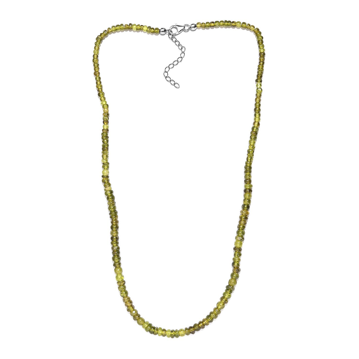 Italian Natural Vesuvianite Beaded Necklace 20 Inches in Sterling Silver 100.00 ctw