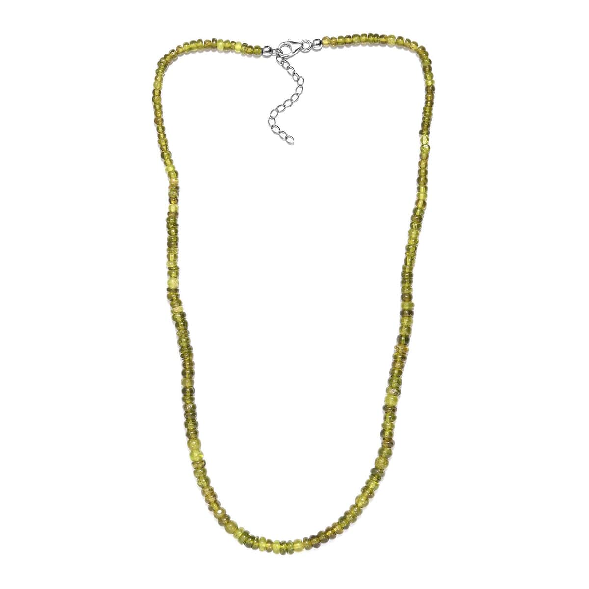 Italian Natural Vesuvianite Beaded Necklace 20 Inches in Sterling Silver 100.00 ctw image number 3