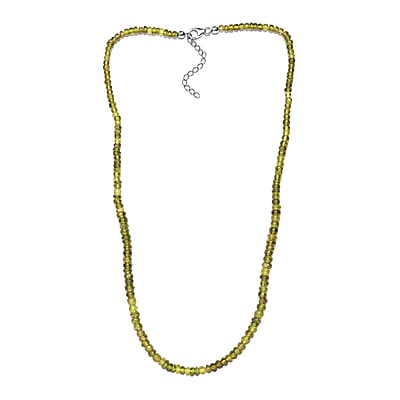 Italian Natural Vesuvianite Beaded Necklace 20 Inches in Sterling Silver 100.00 ctw