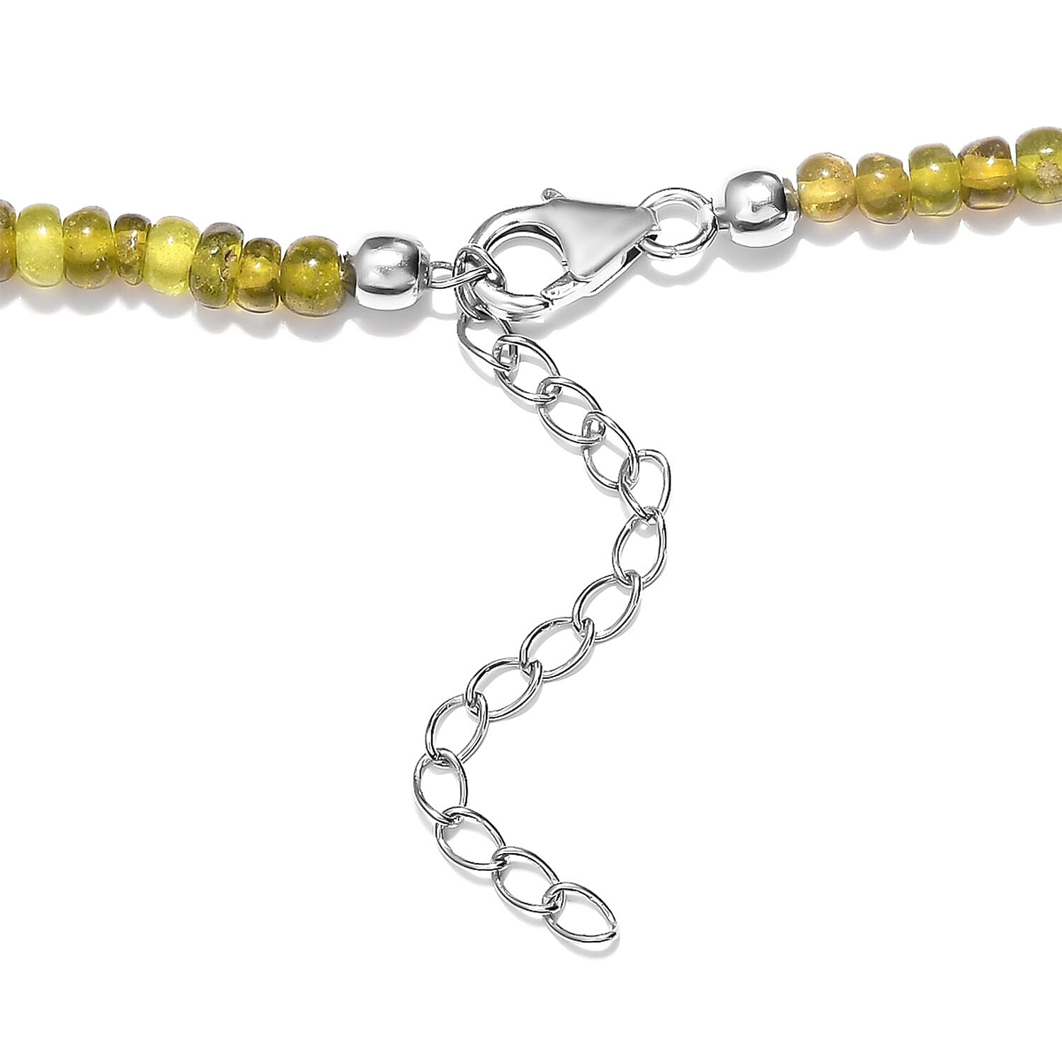 Italian Natural Vesuvianite Beaded Necklace 20 Inches in Sterling Silver 100.00 ctw