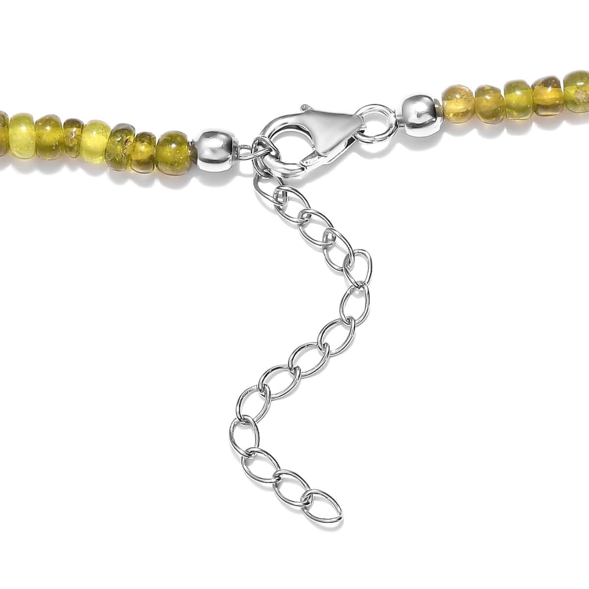 Italian Natural Vesuvianite Beaded Necklace 20 Inches in Sterling Silver 100.00 ctw image number 4