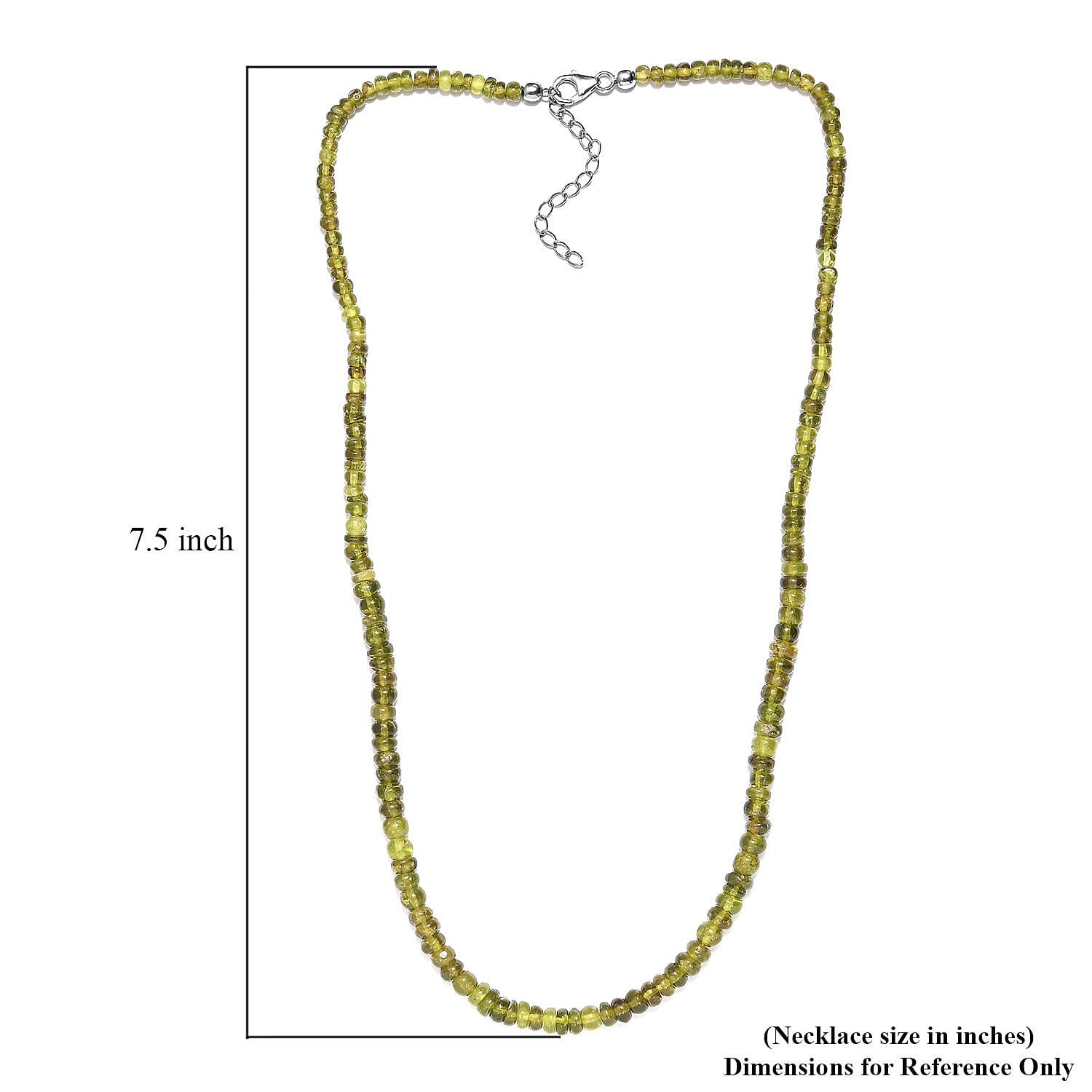 Italian Natural Vesuvianite Beaded Necklace 20 Inches in Sterling Silver 100.00 ctw
