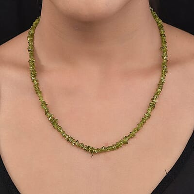 Italian Natural Vesuvianite Chips Necklace 20 Inches in Sterling Silver 95.00 ctw