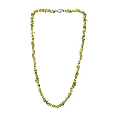 Italian Natural Vesuvianite Chips Necklace 20 Inches in Sterling Silver 95.00 ctw