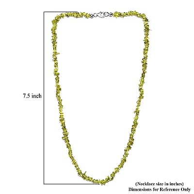 Italian Natural Vesuvianite Chips Necklace 20 Inches in Sterling Silver 95.00 ctw