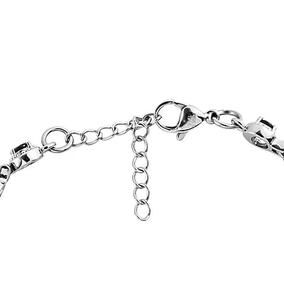 Thai Black Spinel Cluster Bracelet in Stainless Steel (6.50-8.00In) 4.75 ctw , Tarnish-Free, Waterproof, Sweat Proof Jewelry