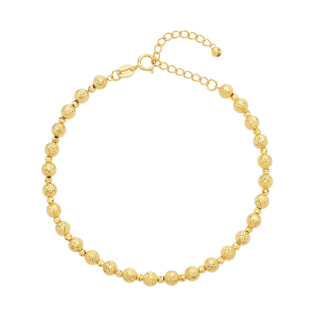 18K Yellow Gold Diamond-Cut Beaded Bracelet (6.50-8.00In) 3.70 Grams image number 0