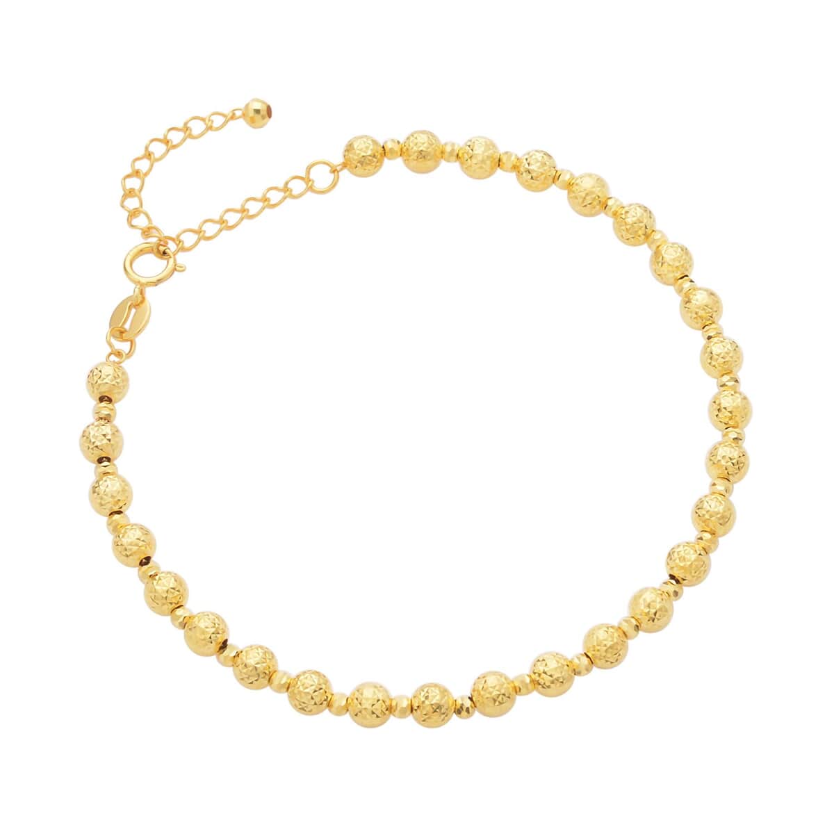 18K Yellow Gold Diamond-Cut Beaded Bracelet (6.50-8.00In) 3.70 Grams image number 2