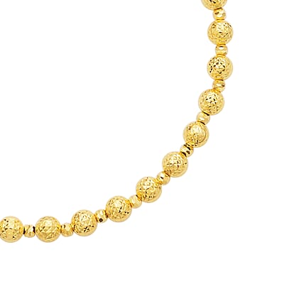 18K Yellow Gold Diamond-Cut Beaded Bracelet (6.50-8.00In) 3.70 Grams
