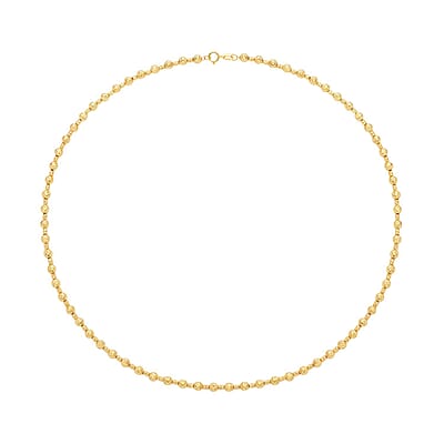18K Yellow Gold Beaded Necklace ,  Diamond-Cut Beaded Necklace , Gold Necklace , 18 Inches Necklace 9.15 Grams
