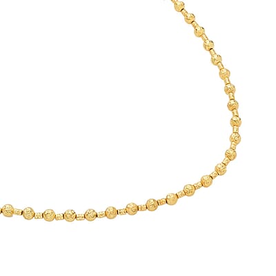 18K Yellow Gold Beaded Necklace ,  Diamond-Cut Beaded Necklace , Gold Necklace , 18 Inches Necklace 9.15 Grams