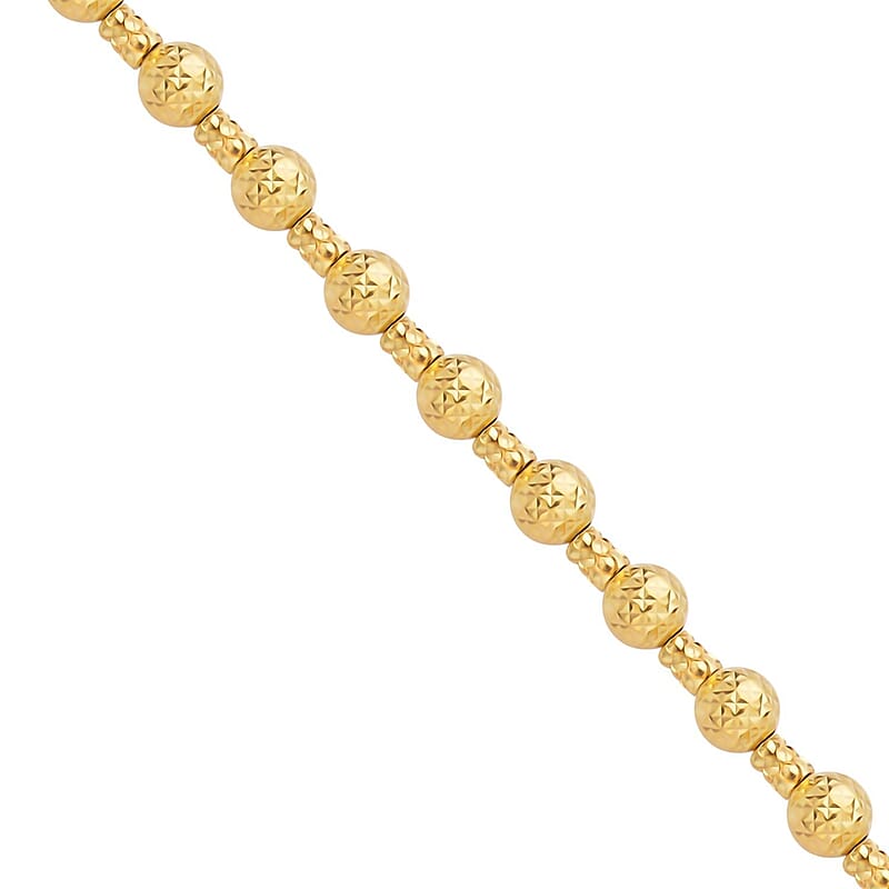 18K Yellow Gold Beaded Necklace ,  Diamond-Cut Beaded Necklace , Gold Necklace , 18 Inches Necklace 9.15 Grams