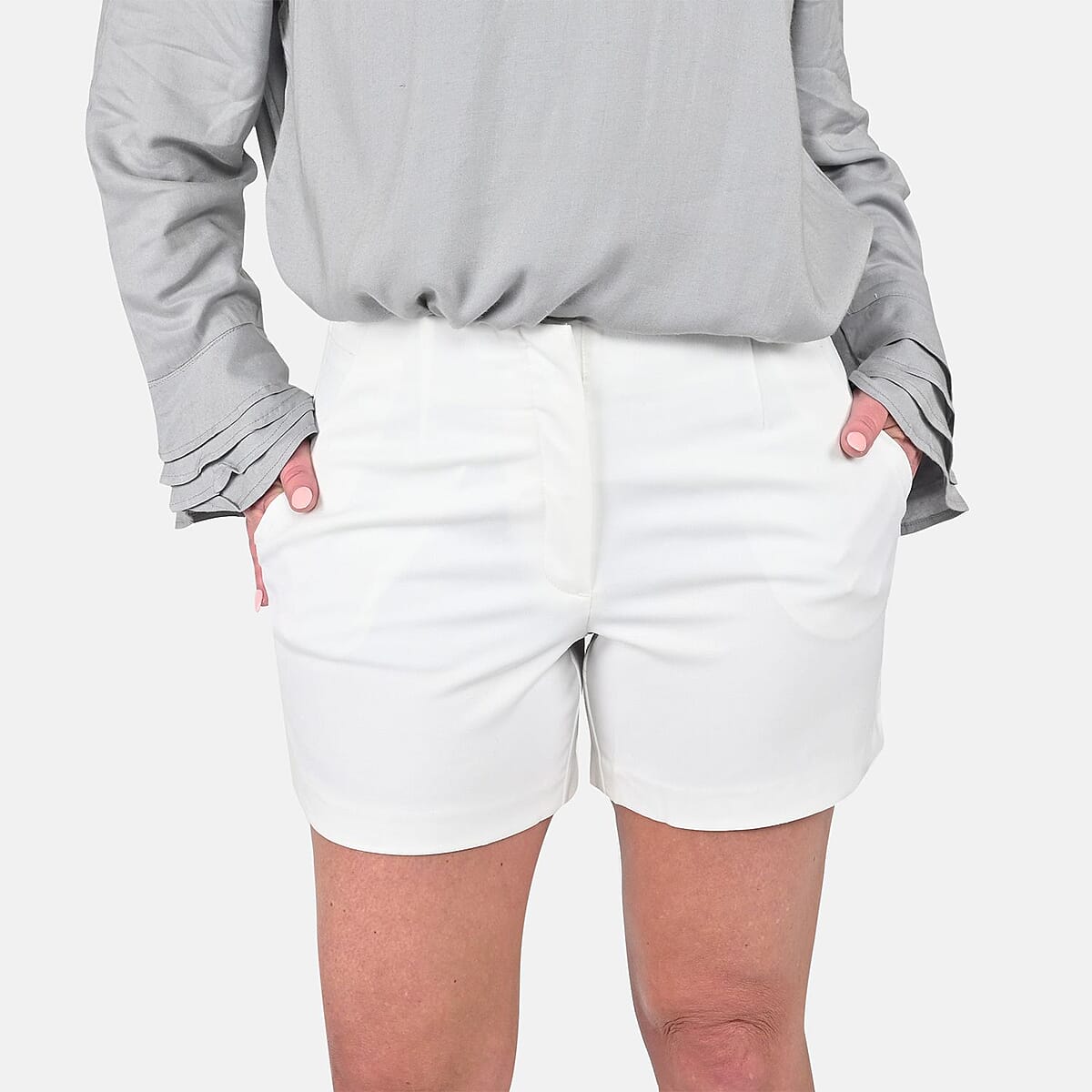 Harve Benard White Chino Shorts - (Size 8) image number 3