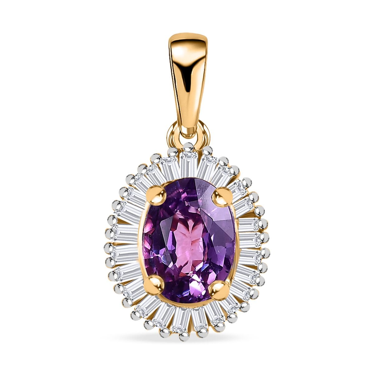 LUXORO 10K Rose Gold Premium Madagascar Purple Sapphire, Diamond (0.25 cts) (G-H, I3) Halo Pendant (Delivery in 3-5 Business Days) 1.15 ctw image number 0