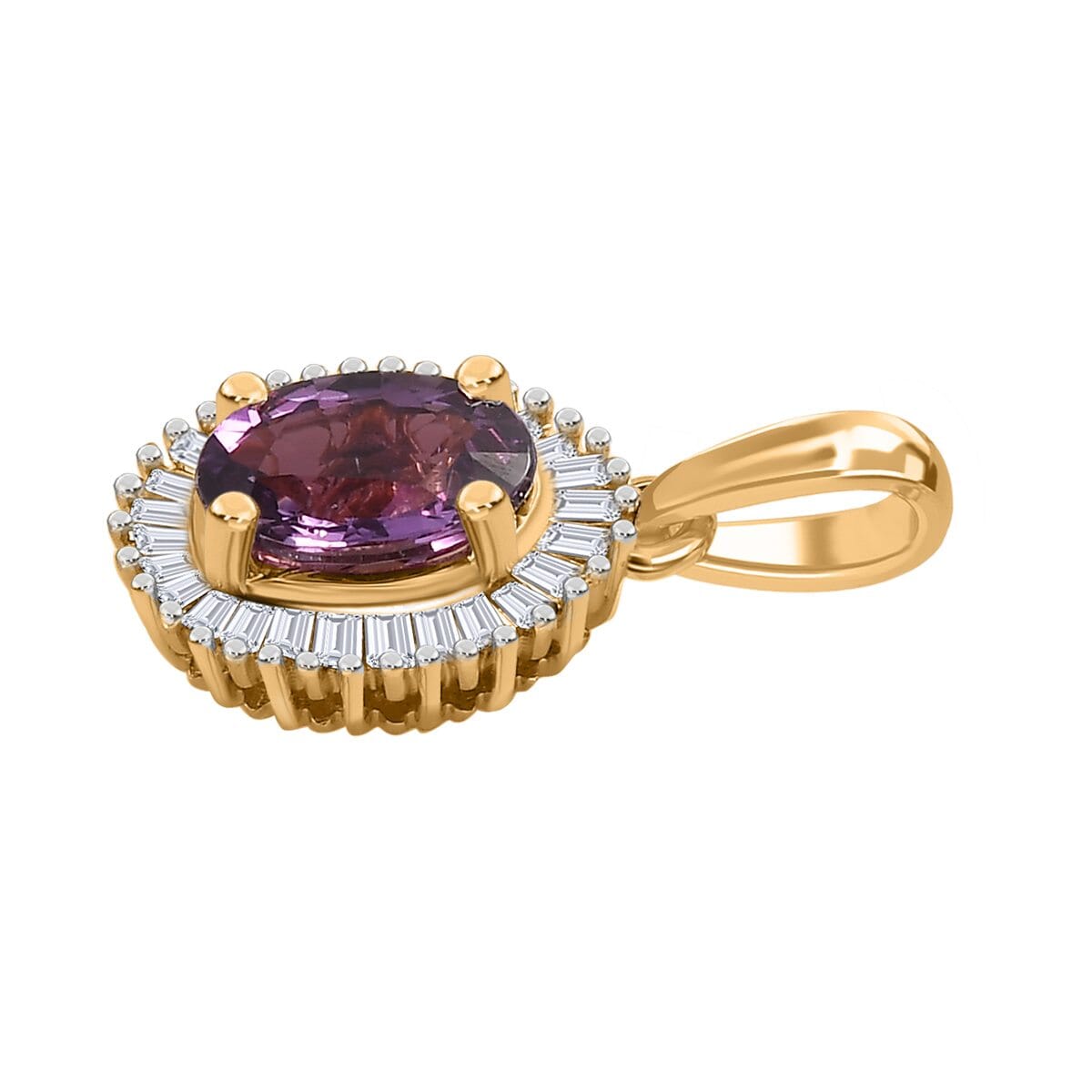 LUXORO 10K Rose Gold Premium Madagascar Purple Sapphire, Diamond (0.25 cts) (G-H, I3) Halo Pendant (Delivery in 3-5 Business Days) 1.15 ctw image number 3