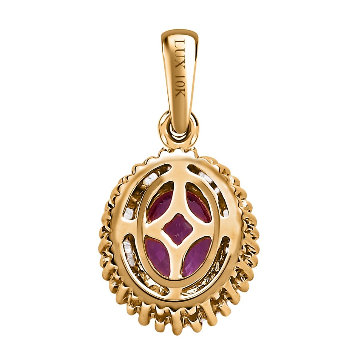 LUXORO 10K Rose Gold Premium Madagascar Purple Sapphire, Diamond (0.25 cts) (G-H, I3) Halo Pendant (Delivery in 3-5 Business Days) 1.15 ctw image number 4
