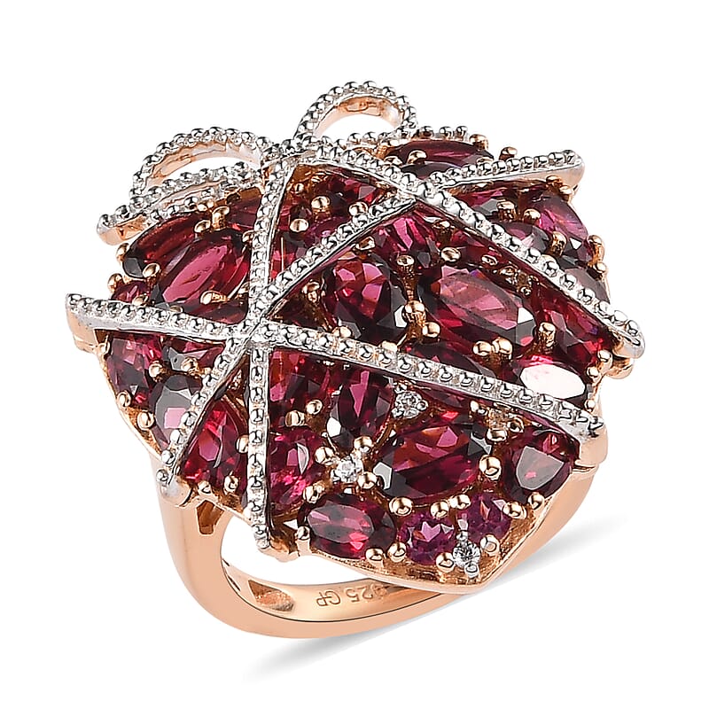 GP AMORE Collection Orissa Rhodolite Garnet and Multi Gemstone Ring in Vermeil YG and Platinum Over Sterling Silver (Size 10.0) 9.90 Grams 9.40 ctw