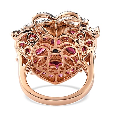 GP AMORE Collection Orissa Rhodolite Garnet and Multi Gemstone Ring in Vermeil YG and Platinum Over Sterling Silver (Size 10.0) 9.90 Grams 9.40 ctw