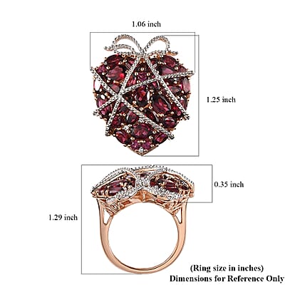GP AMORE Collection Orissa Rhodolite Garnet and Multi Gemstone Ring in Vermeil YG and Platinum Over Sterling Silver (Size 10.0) 9.90 Grams 9.40 ctw