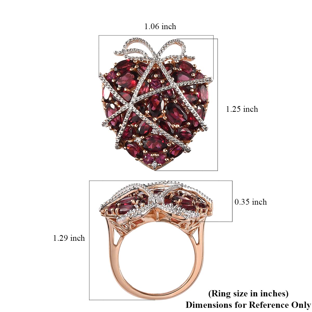 GP AMORE Collection Orissa Rhodolite Garnet, Multi Gemstone Ring in Vermeil RG and Platinum Over Sterling Silver (Size 10.0) (9.90 g) 9.40 ctw image number 5