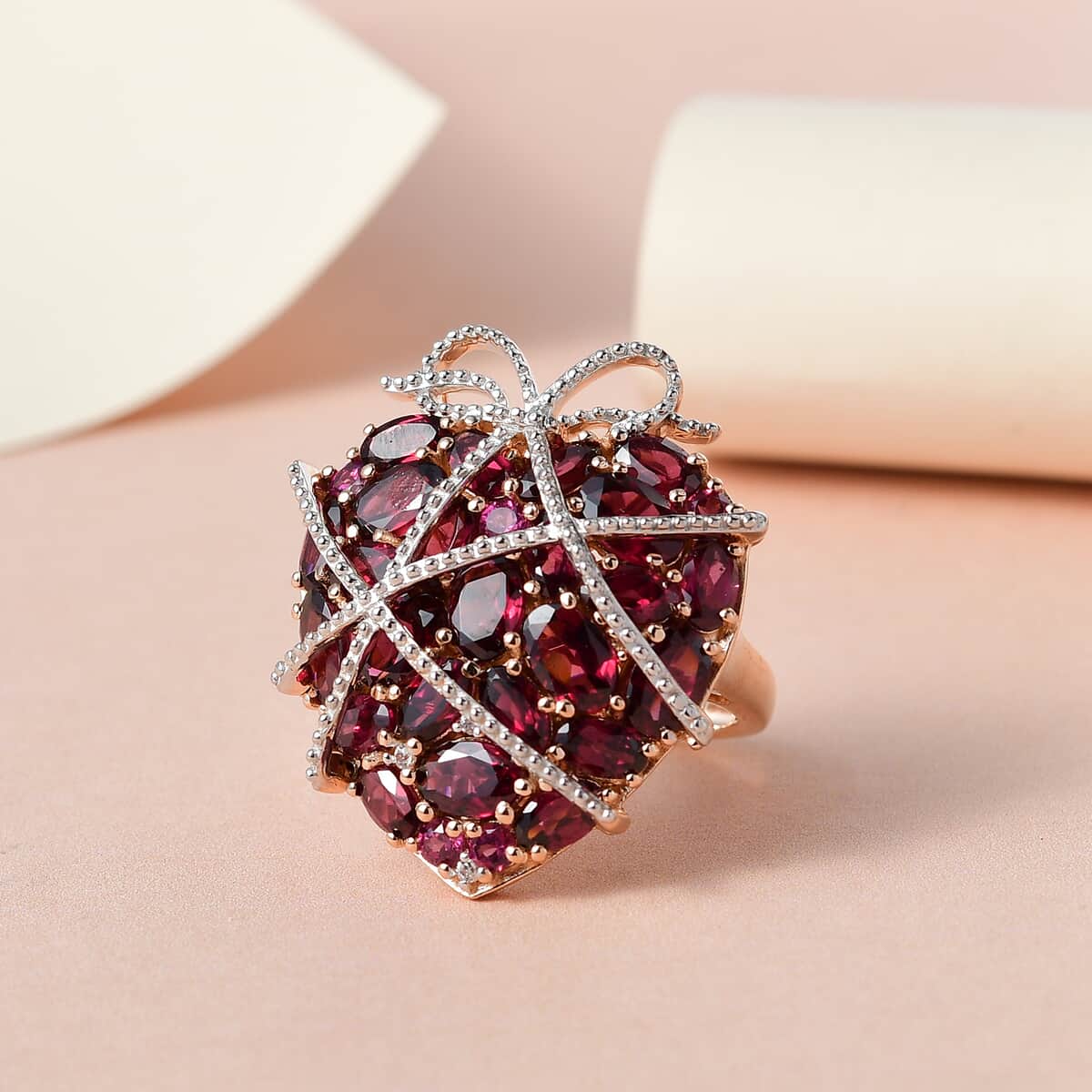 GP AMORE Collection Orissa Rhodolite Garnet and Multi Gemstone Ring in Vermeil YG and Platinum Over Sterling Silver (Size 6.0) 9.40 ctw image number 1