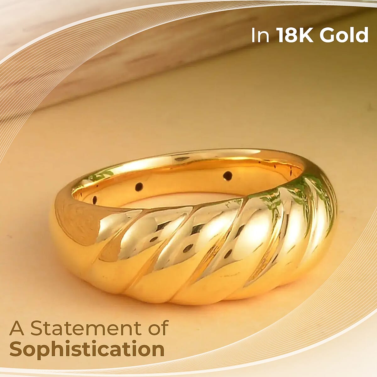 18K Yellow Gold Band Ring, Ribbed Wedding Band Ring, Gold Gifts, Gold Ring, Gold Jewelry, Promise Ring image number 1