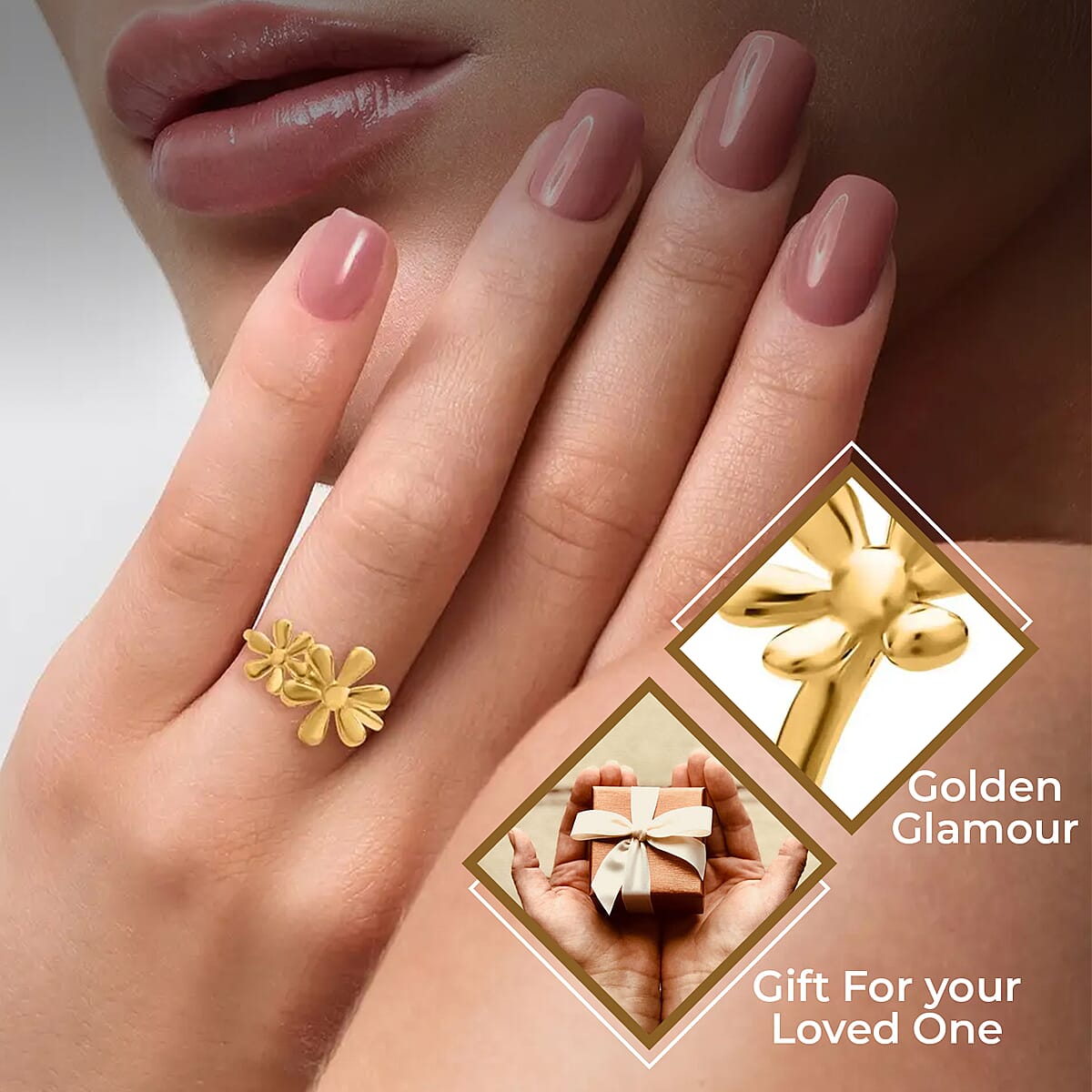 18K Yellow Gold Floral Ring, Flower Ring, Gold Gifts, Gold Ring, Gold Jewelry, Promise Ring image number 2