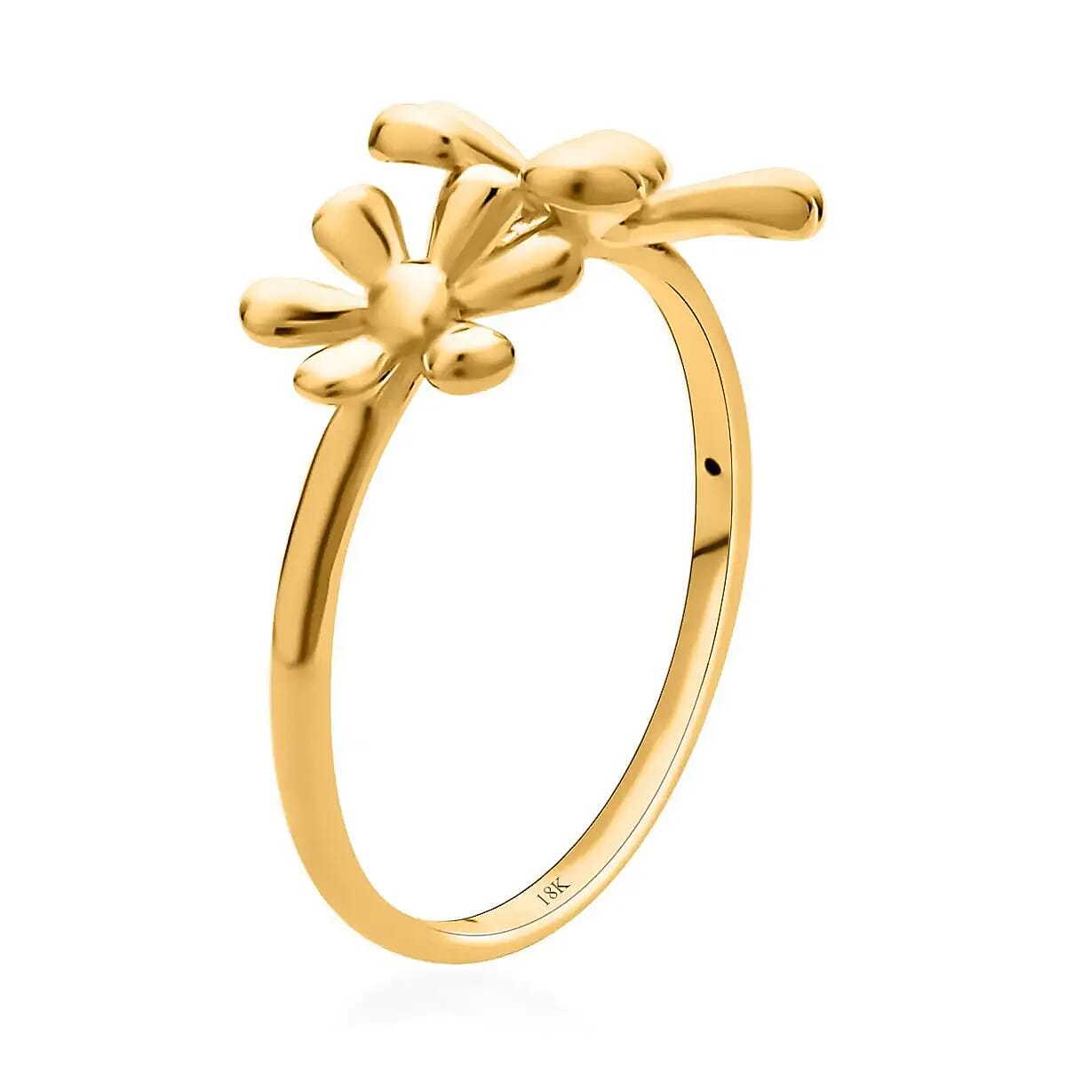 18K Yellow Gold Floral Ring, Flower Ring, Gold Gifts, Gold Ring, Gold Jewelry, Promise Ring image number 4
