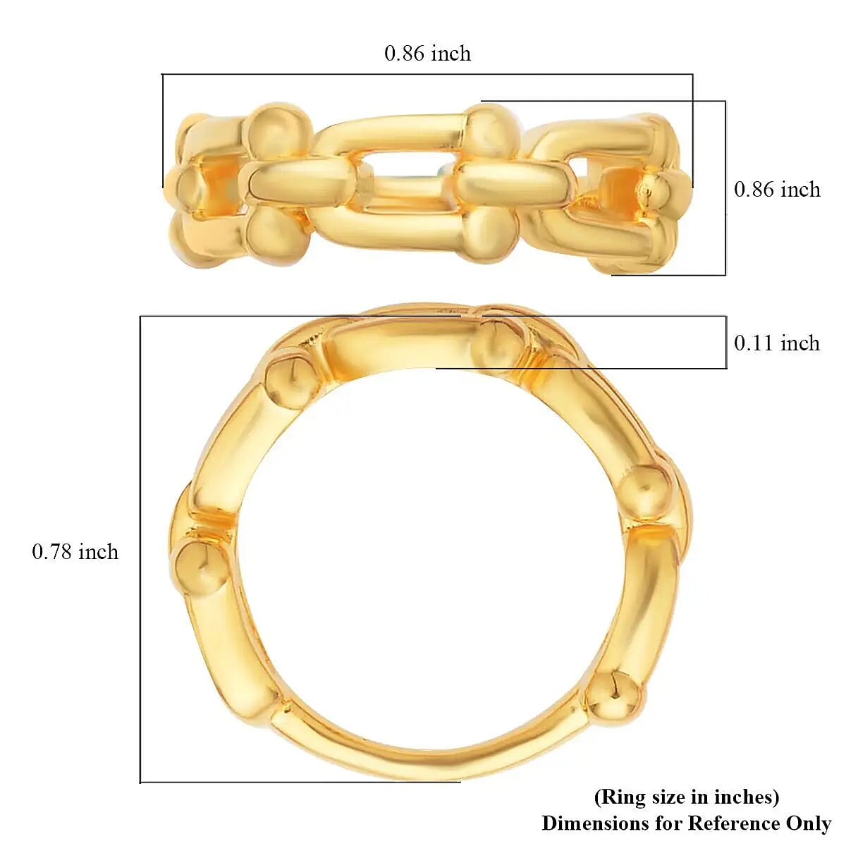 18K Yellow Gold Chain Link Ring, U link Chain Ring, Gold Gifts, Gold Ring, Gold Jewelry, Promise Ring image number 6