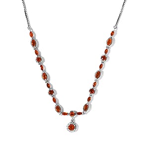 AAA Crimson Fire Opal and White Zircon 2.00 ctw Necklace in Rhodium Over Sterling Silver 19 Inches 