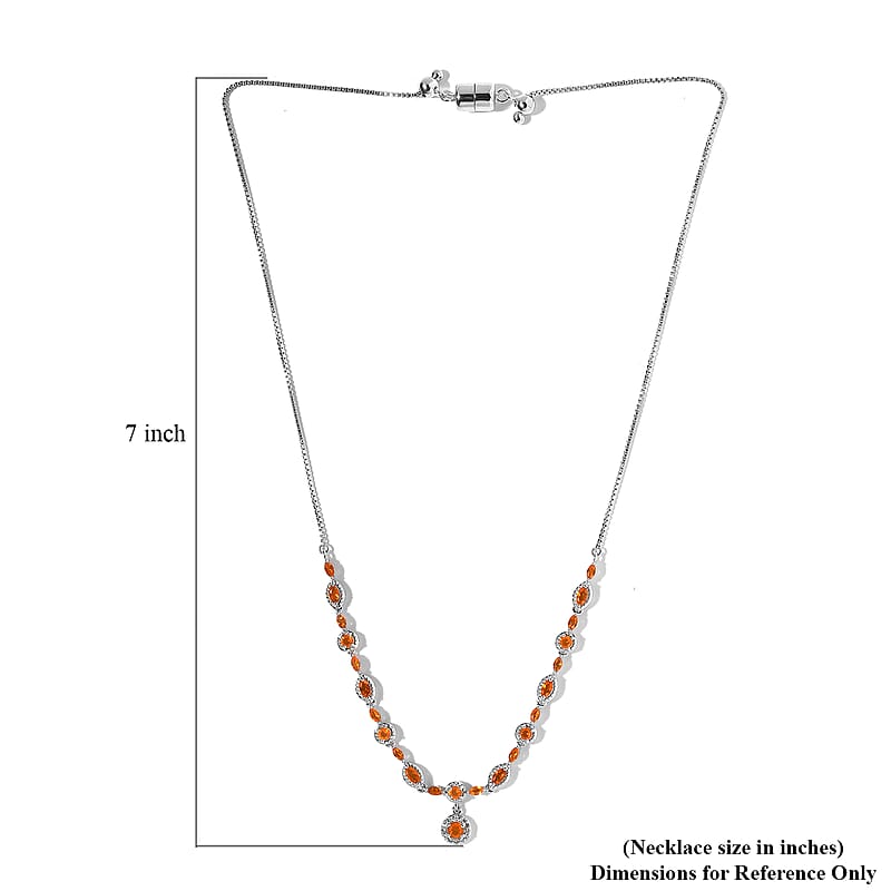 AAA Crimson Fire Opal and White Zircon 2.00 ctw Necklace in Rhodium Over Sterling Silver 19 Inches