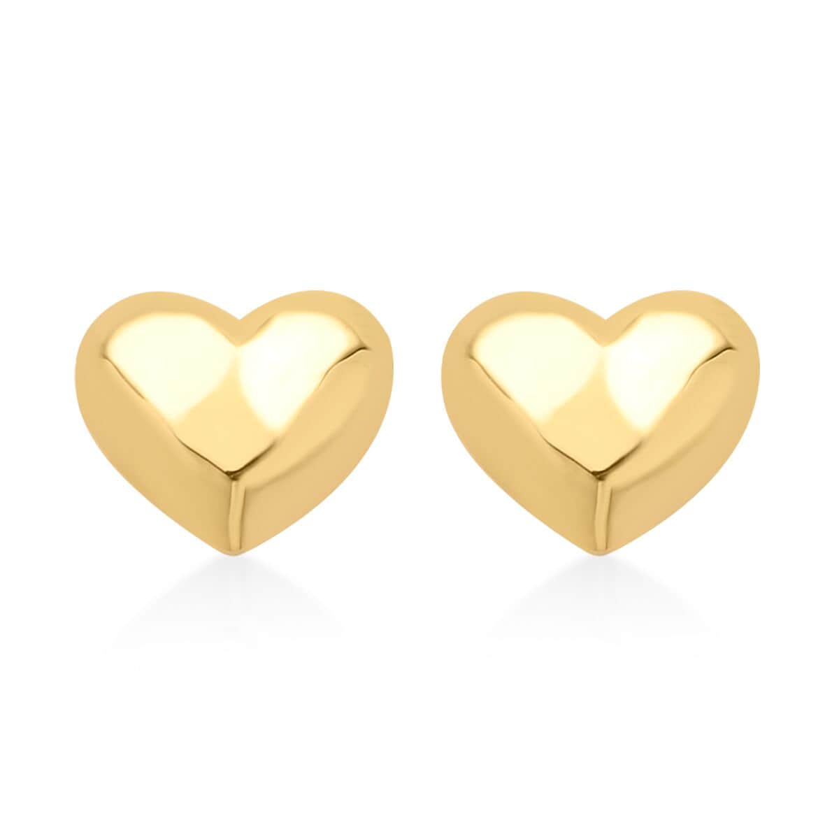 18K Yellow Gold Heart Stud Earrings 0.60 Grams image number 0