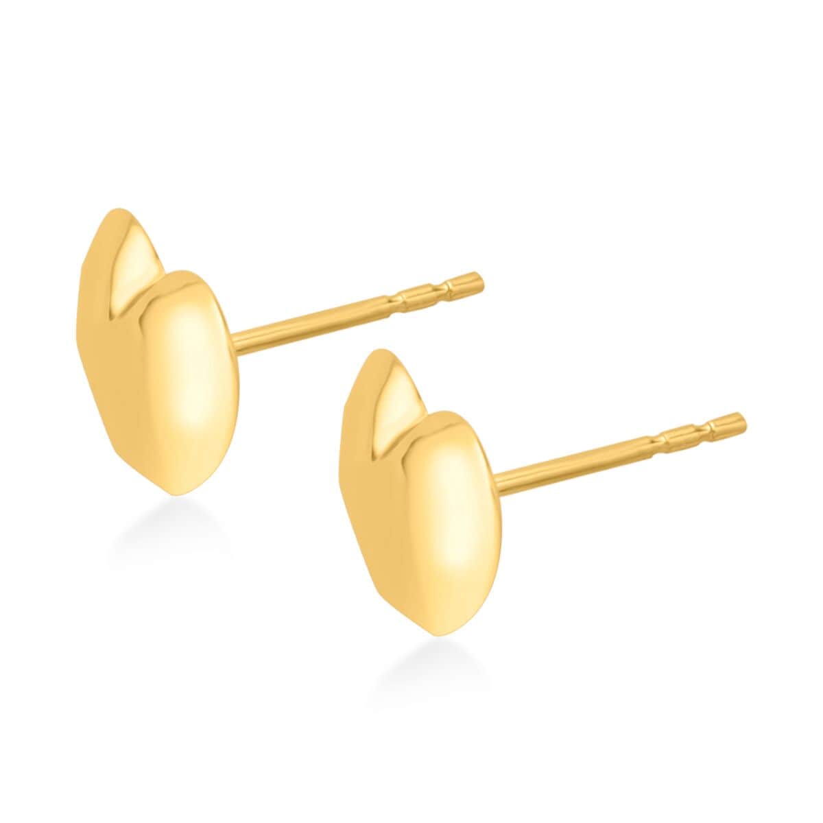 18K Yellow Gold Heart Stud Earrings 0.60 Grams image number 3