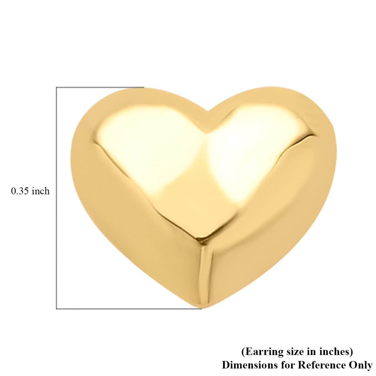 18K Yellow Gold Heart Stud Earrings 0.60 Grams image number 4