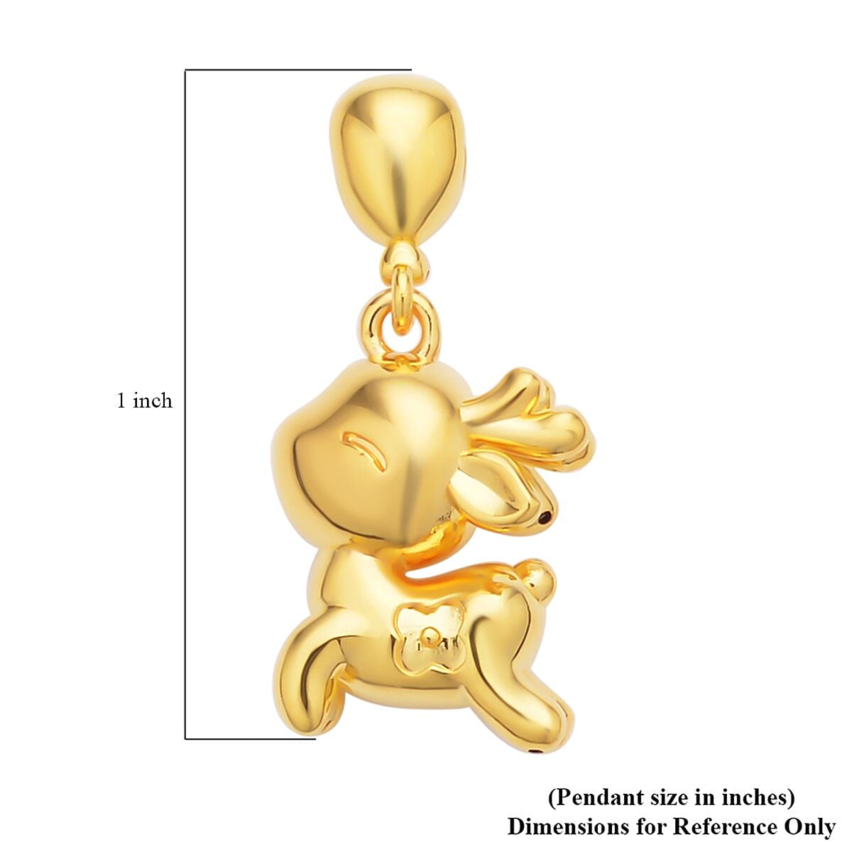 18K Yellow Gold Reindeer Charm Pendant 0.65 Grams image number 5