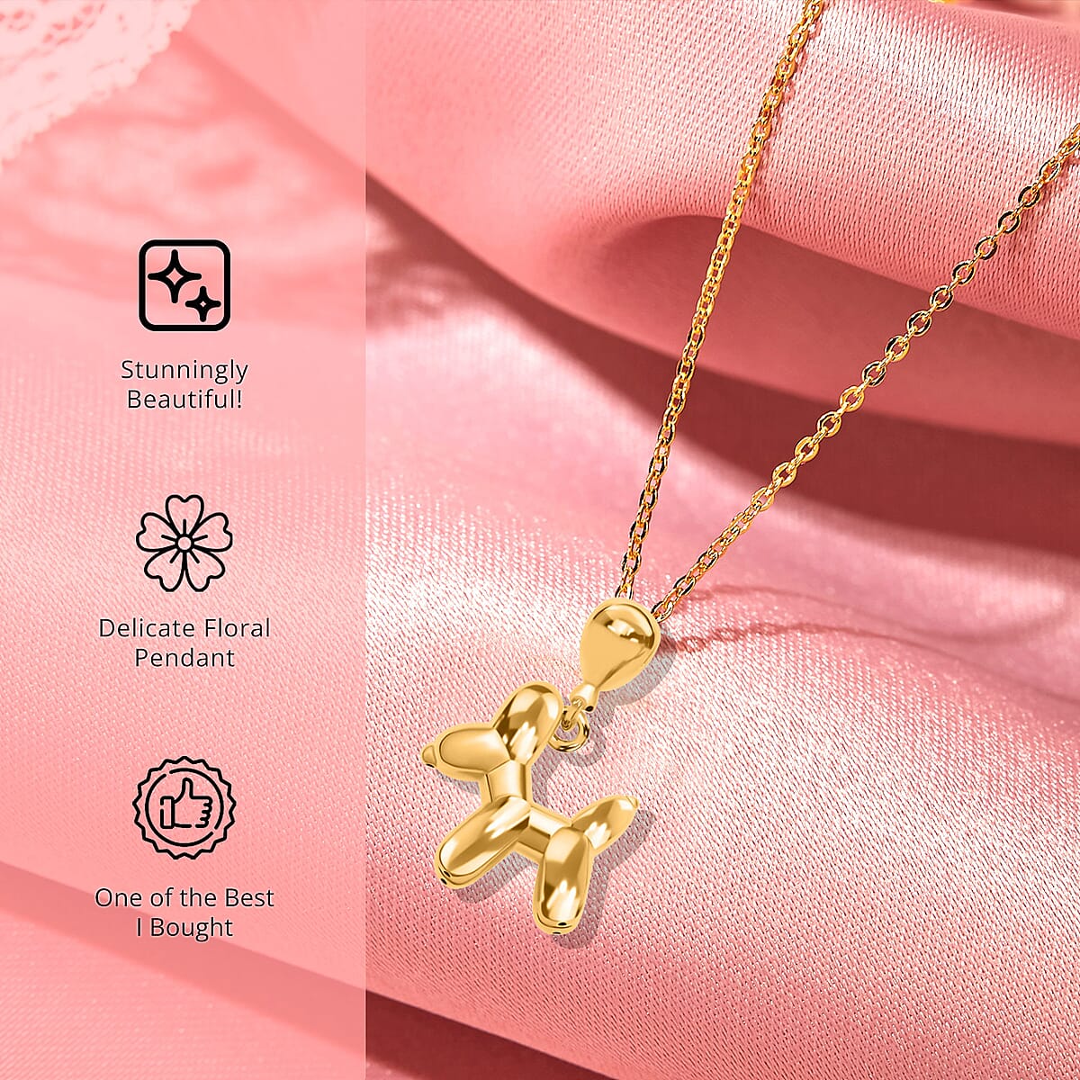 18K Yellow Gold Charm Pendant, Gold Dog Charm, Balloon Dog Pendant image number 3