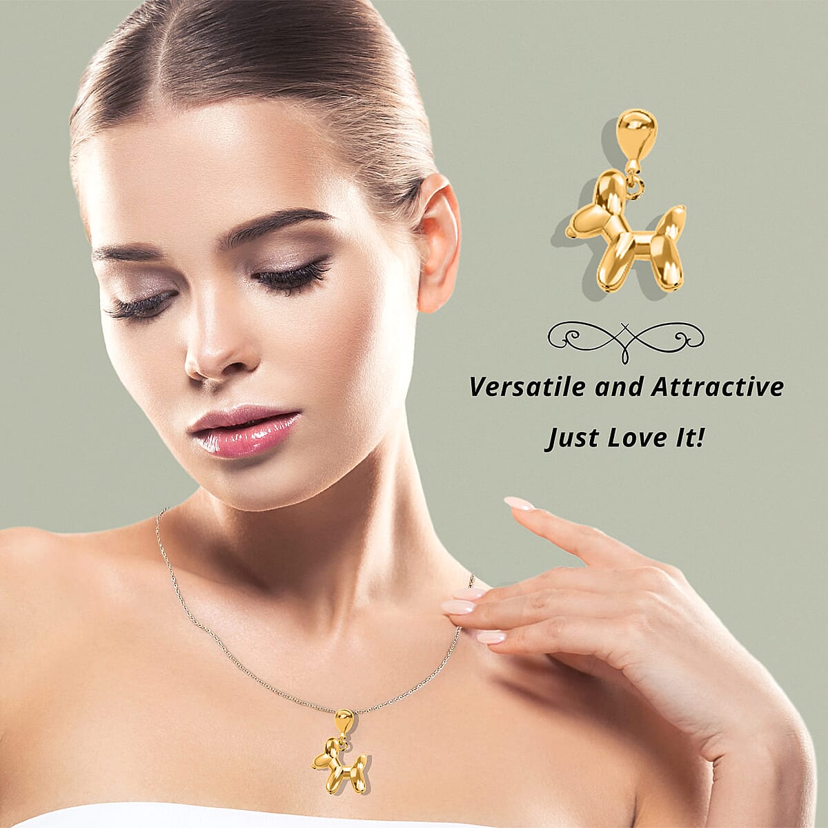 18K Yellow Gold Charm Pendant, Gold Dog Charm, Balloon Dog Pendant image number 4