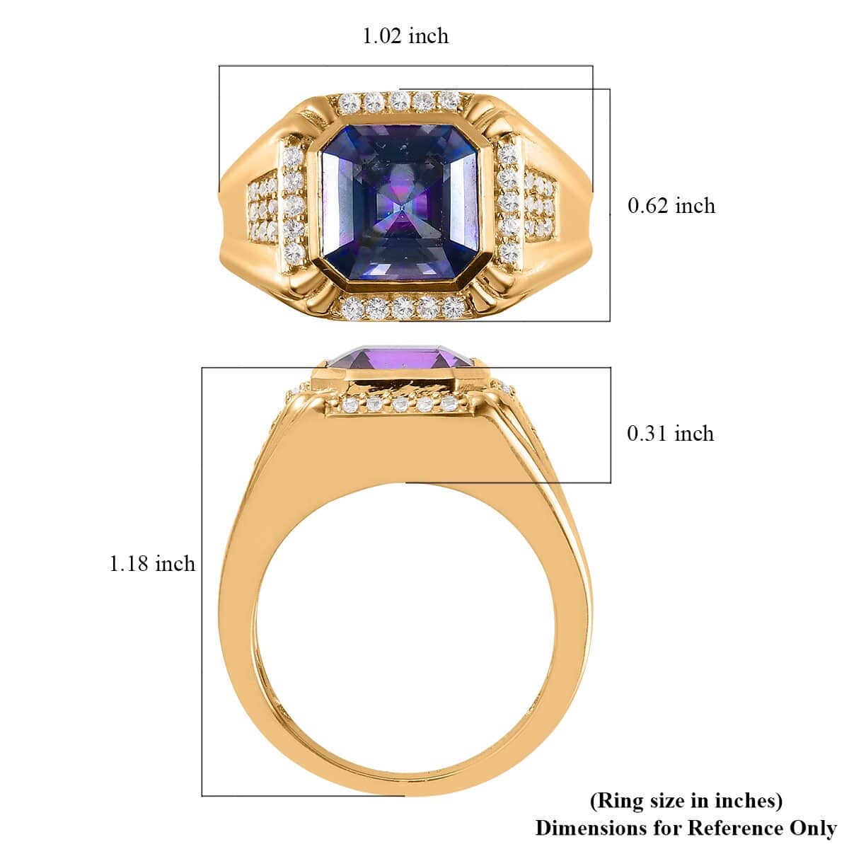 Brazilian Blue Petalite and Natural White Zircon Men's Ring in Vermeil Yellow Gold Over Sterling Silver 9.85 Grams 4.35 ctw image number 5