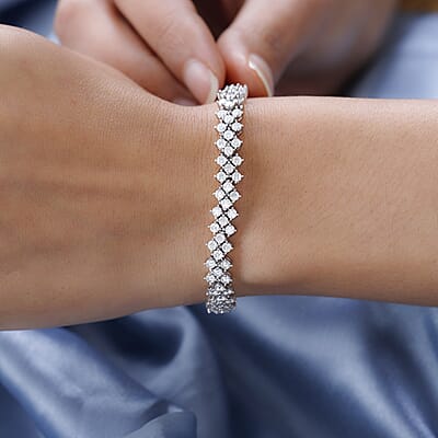 Moissanite Bracelet in Platinum Over Sterling Silver (7.25 In) 7.50 ctw