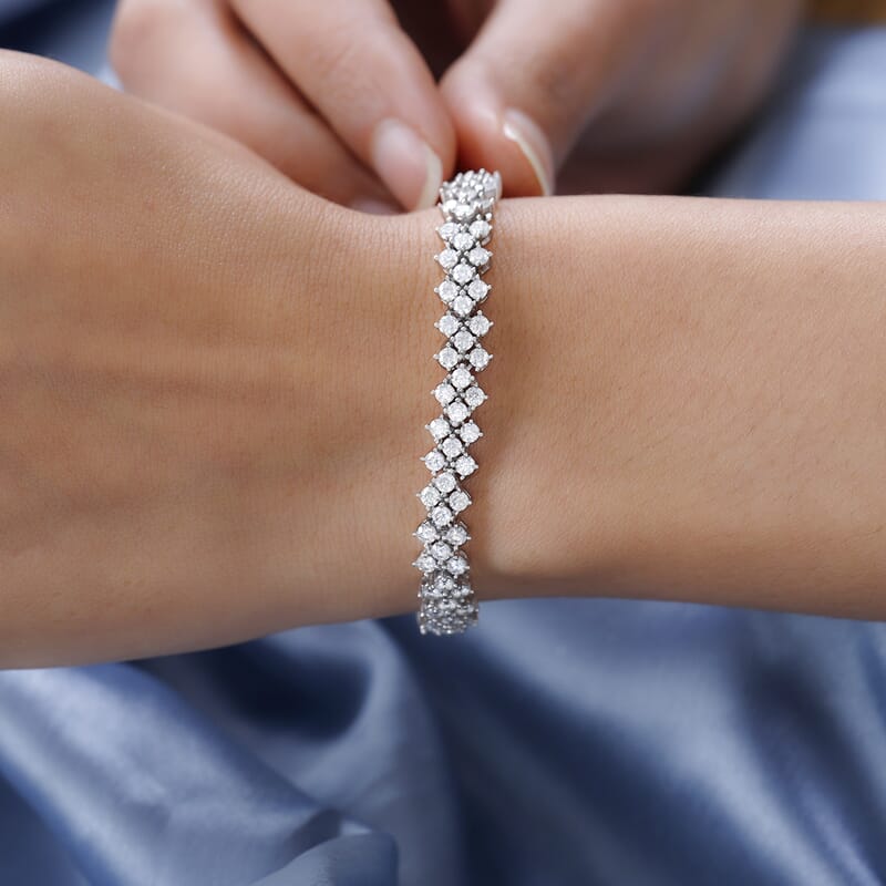 Moissanite Bracelet in Platinum Over Sterling Silver (7.25 In) 7.50 ctw