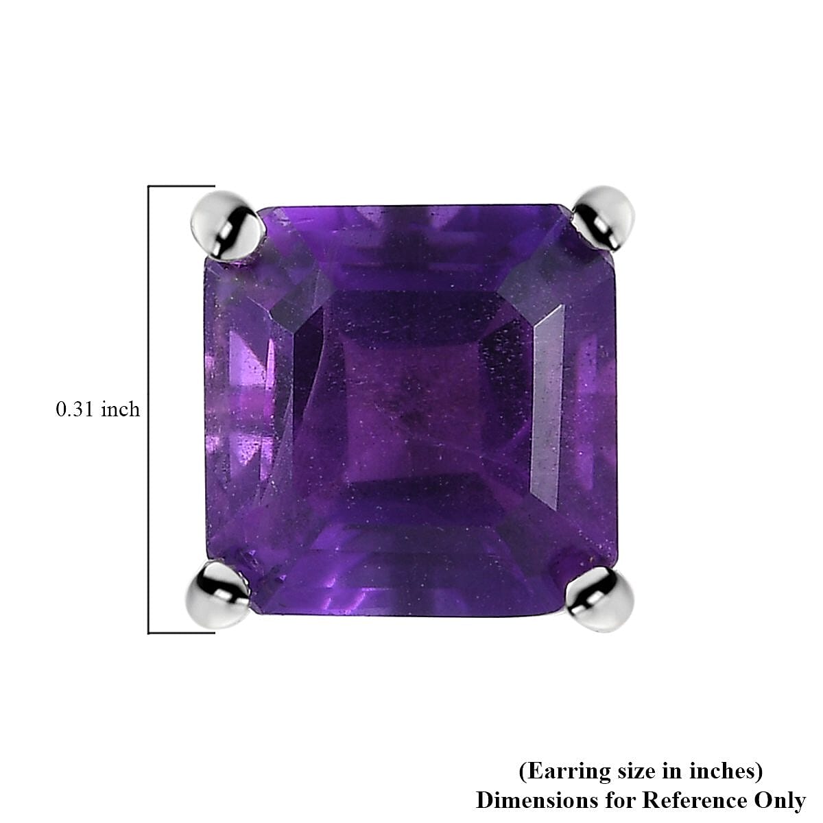 Asscher Cut Lusaka Amethyst Solitaire Stud Earrings in Platinum Over Sterling Silver 3.50 ctw image number 4